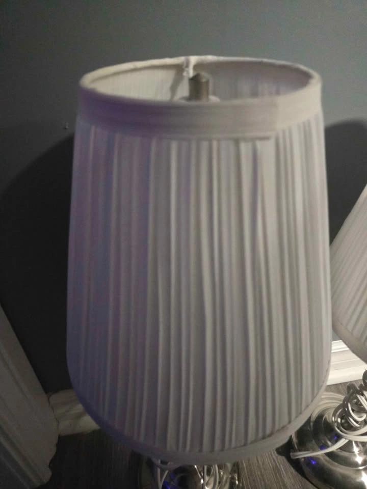 Set of 2 Ikea table lamp nickel/chrome base with white shade - photo 2