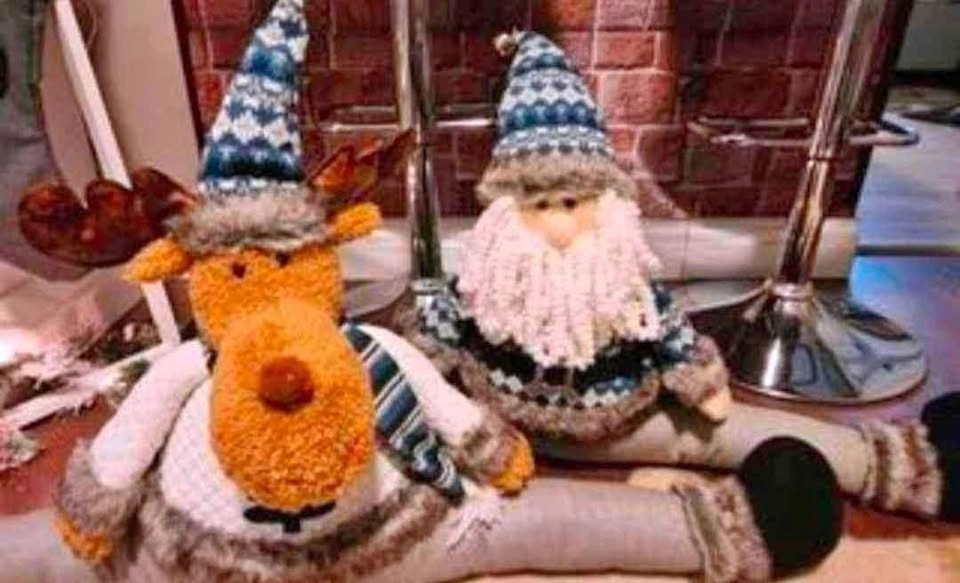 Set of 3 Christmas Home Decor: Santa and Rudolph