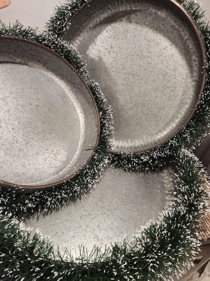 Set of 3 Heavy Round Decorative Trays for Christmas Village - photo 2