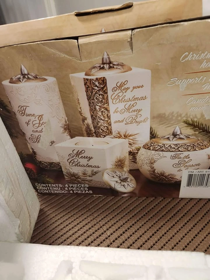 Christmas decor: set of engraved gold candle holders - photo 4