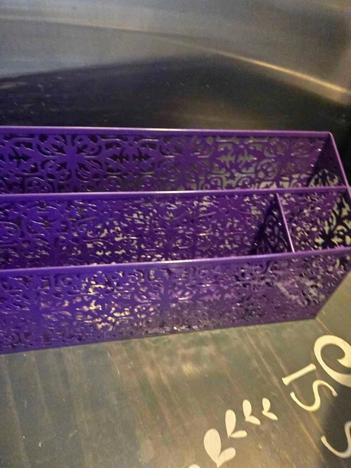 Purple metal desk organizer available