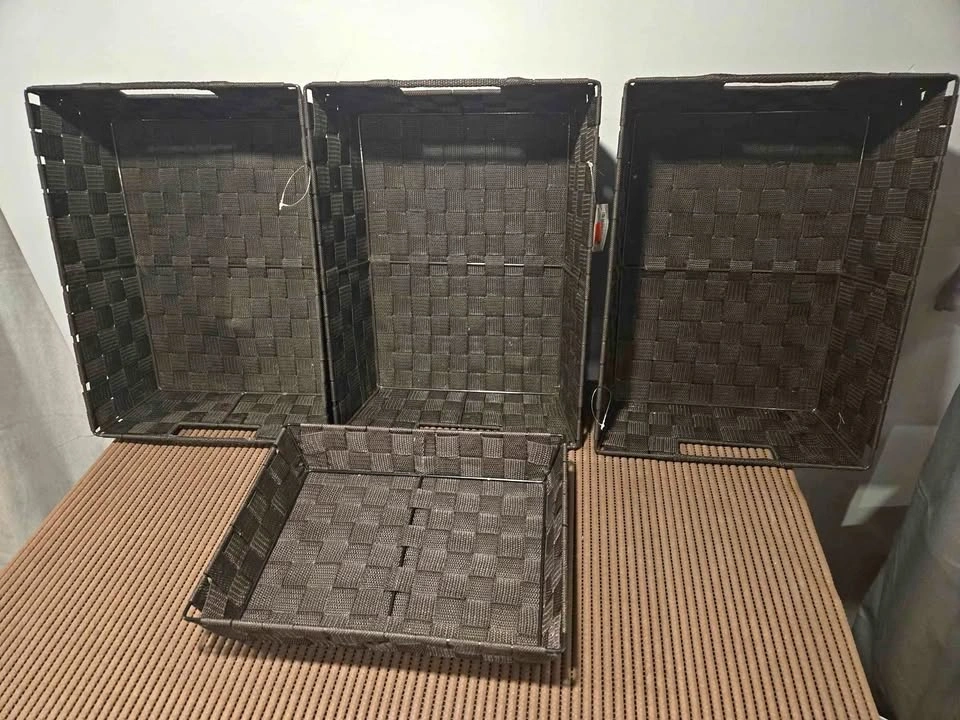 $20 New lot of 4 brown weaved baskets/organizers