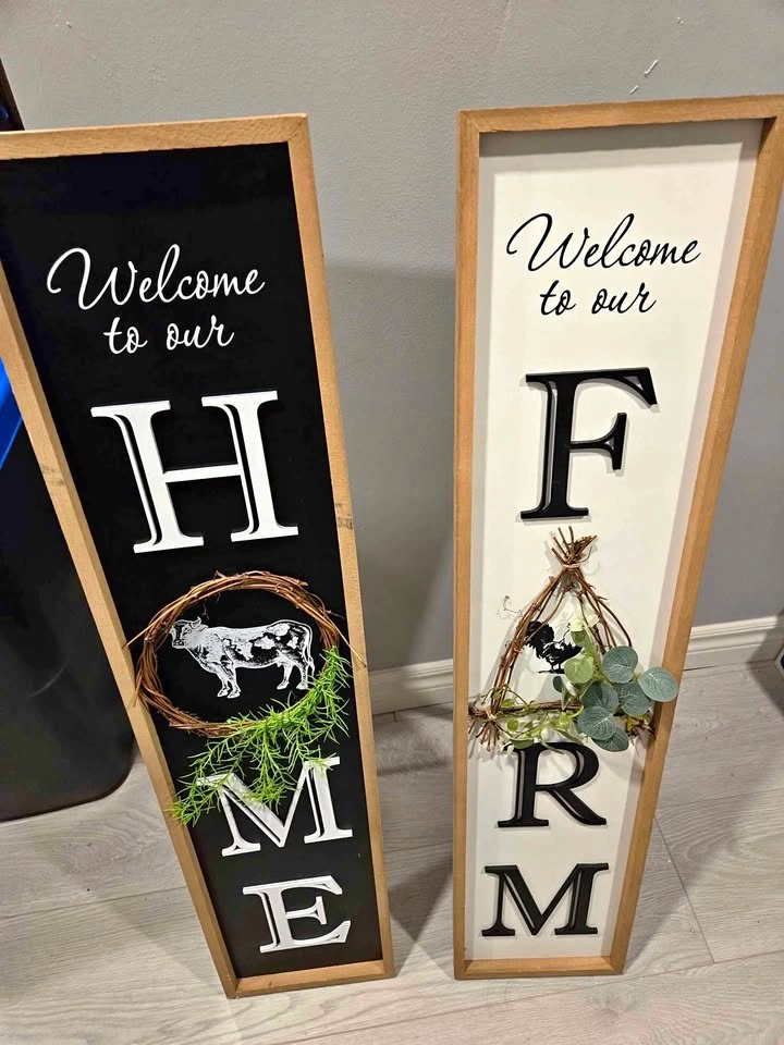 2 wooden stand floor signs Farmhouse decor