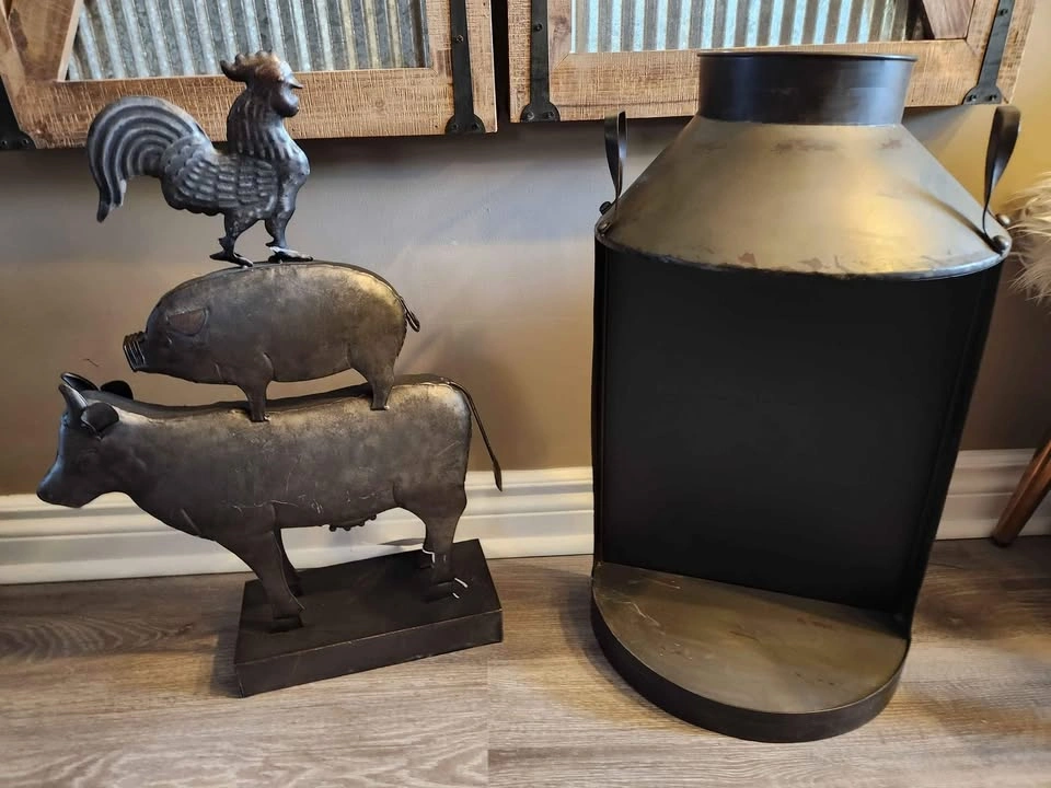 Farmhouse home decor metal milk jug decorative set - photo 2