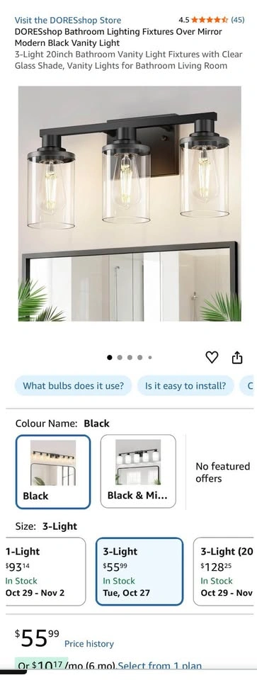 New DORESshop 3-Light Vanity Light Fixture black metal - photo 5