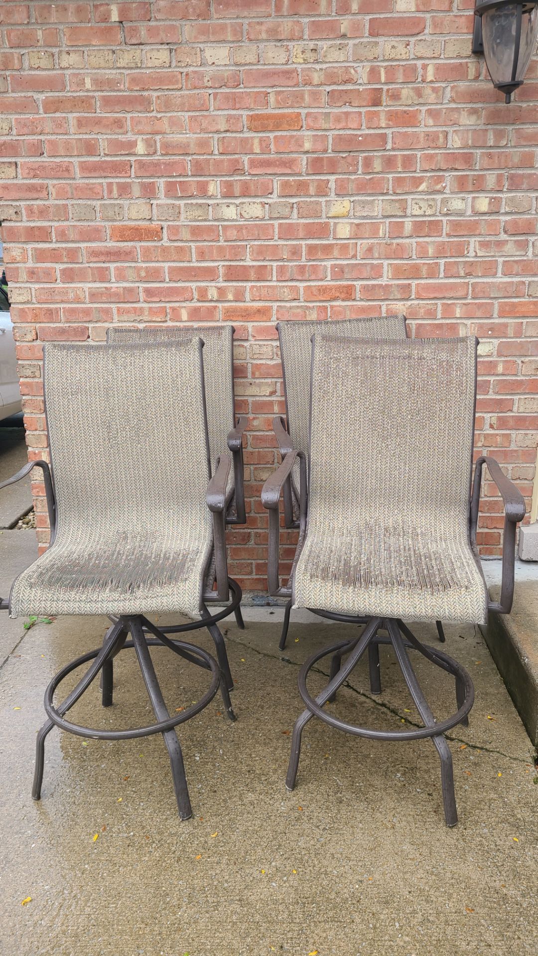 Bar Height Patio Swivel Rocker Chairs – Sling – Set of 4