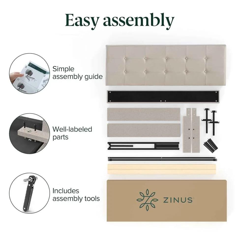 Zinus Ibidun Full/Double Bed Frame, Beige, NEW image indicator(8)
