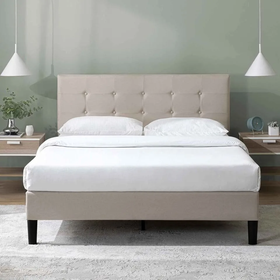 Zinus Ibidun Full/Double Bed Frame, Beige, NEW image indicator(10)