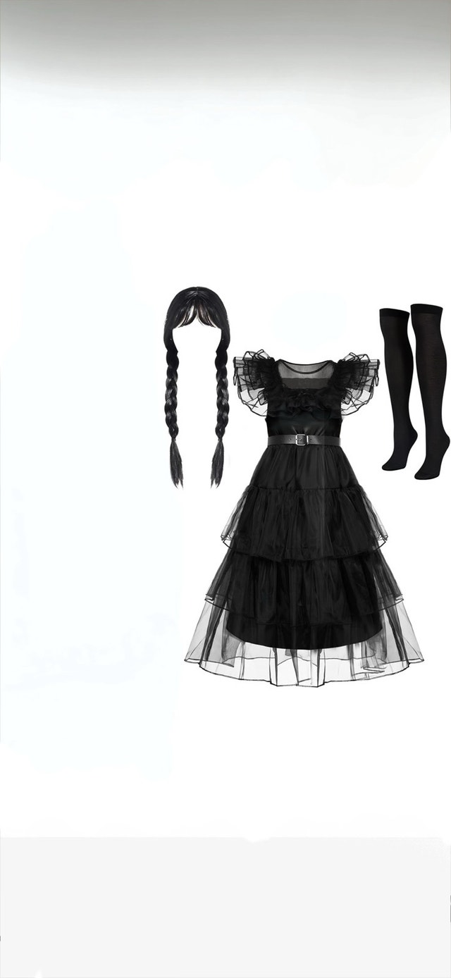Brand New Wednesday Addams Kids Halloween Costume Size 7-8 - photo 3
