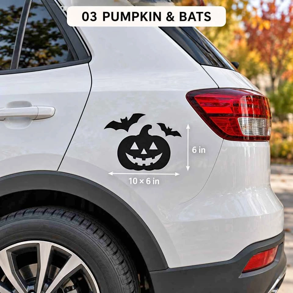 Pumpkin & Bats Car Decal