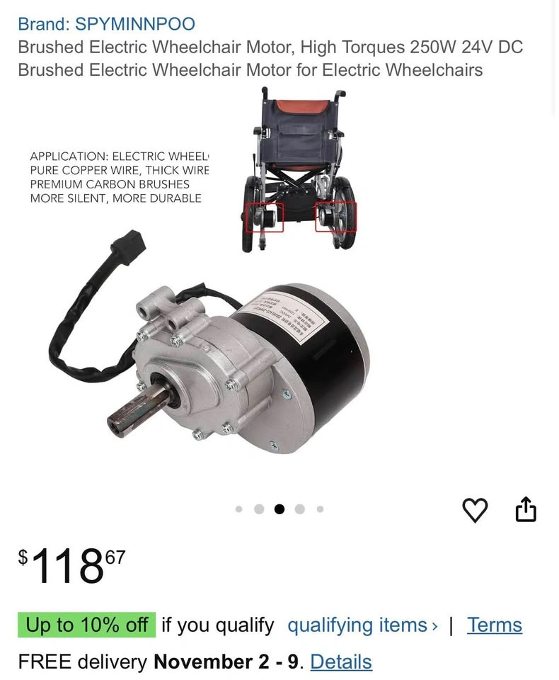 Electric Wheelchair motor - Single - 250W - photo 2