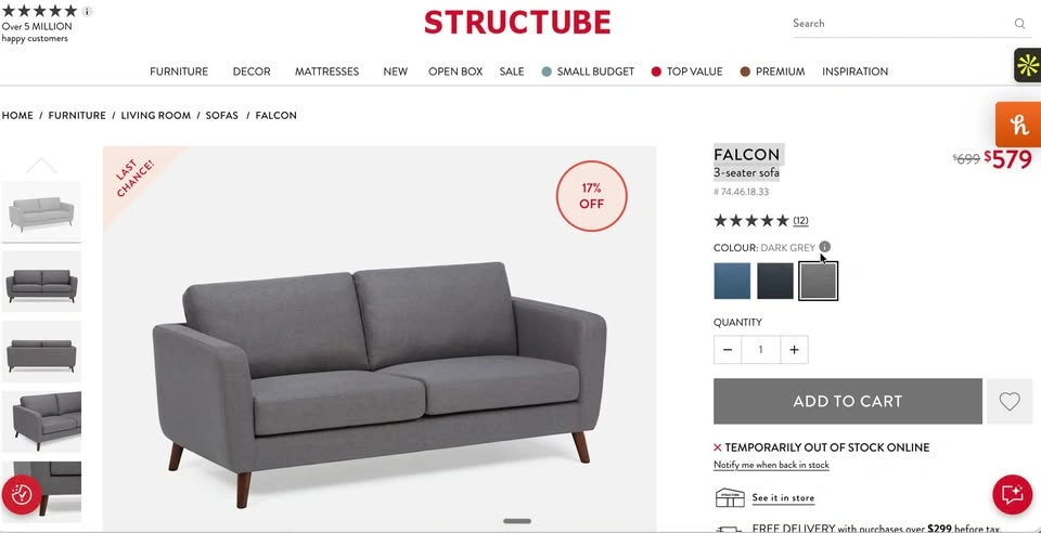 STRUCTUBE FALCON 3-seater sofa - photo 3