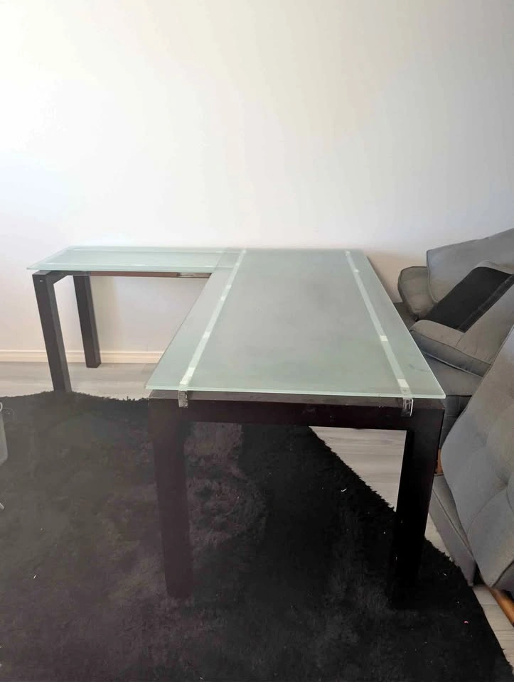 L-Shaped Frosted Glass Desk