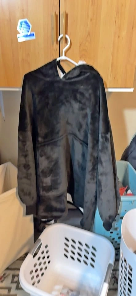 Black Plush Oversized Hoodie