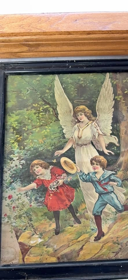 Vintage Angel and Children Framed Print