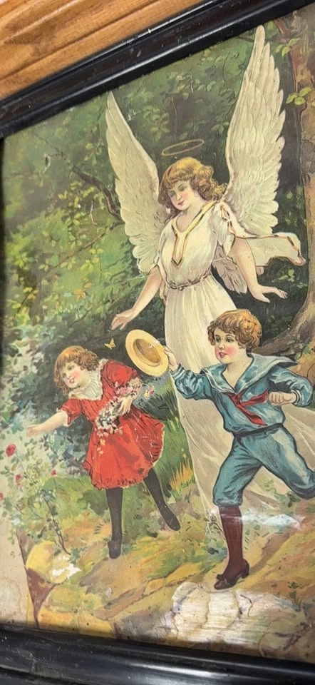 Vintage Angel and Children Framed Print - photo 2