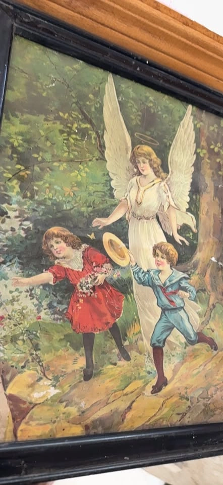 Vintage Angel and Children Framed Print - photo 3