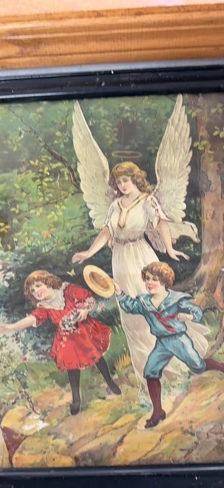 Vintage Angel and Children Framed Print - photo 4