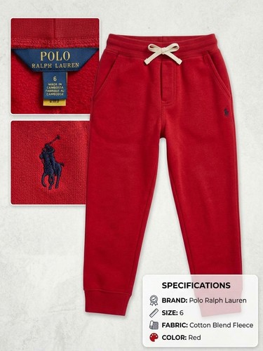 Polo Ralph Lauren Kids Red Fleece Jogger Pants Size 6