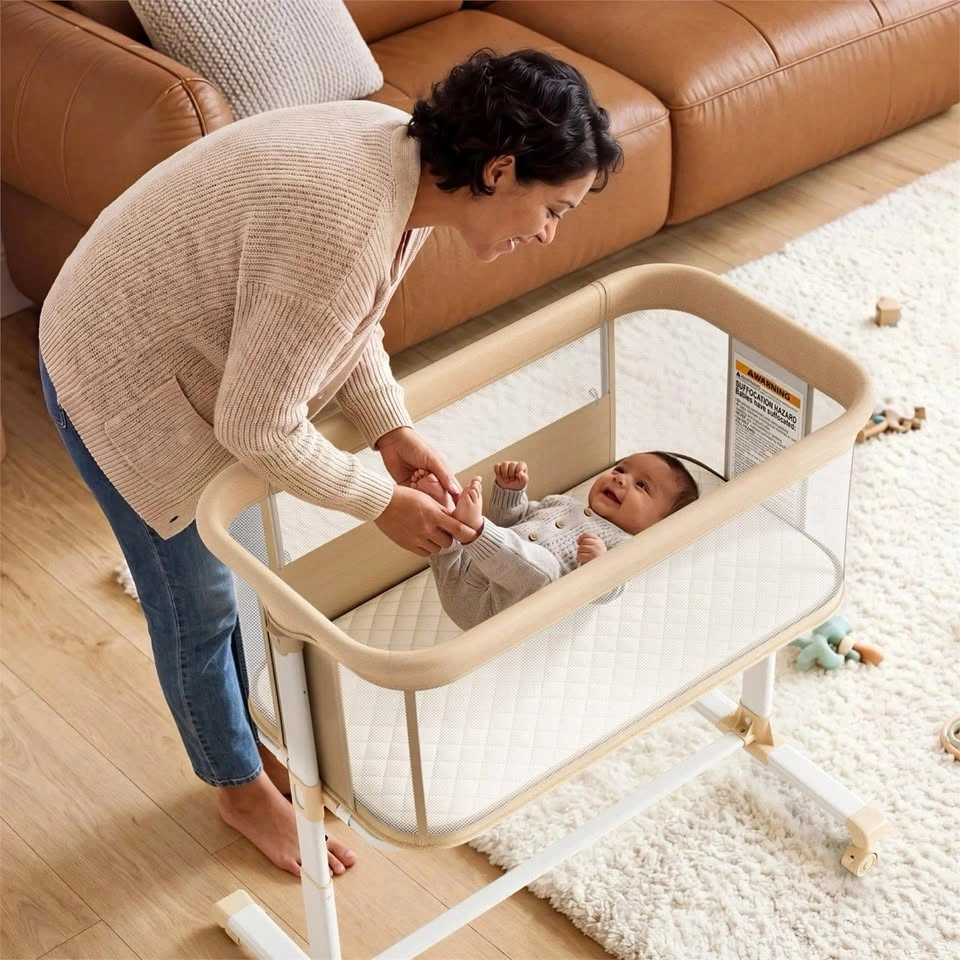 Baby Bassinet with Swivel Wheels and Adjustable Height