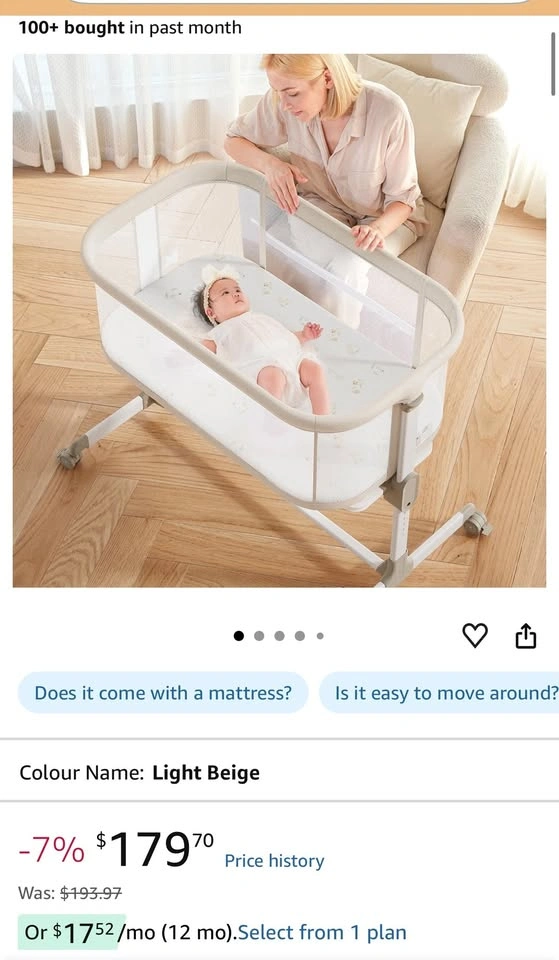 Baby Bassinet with Swivel Wheels and Adjustable Height - photo 4