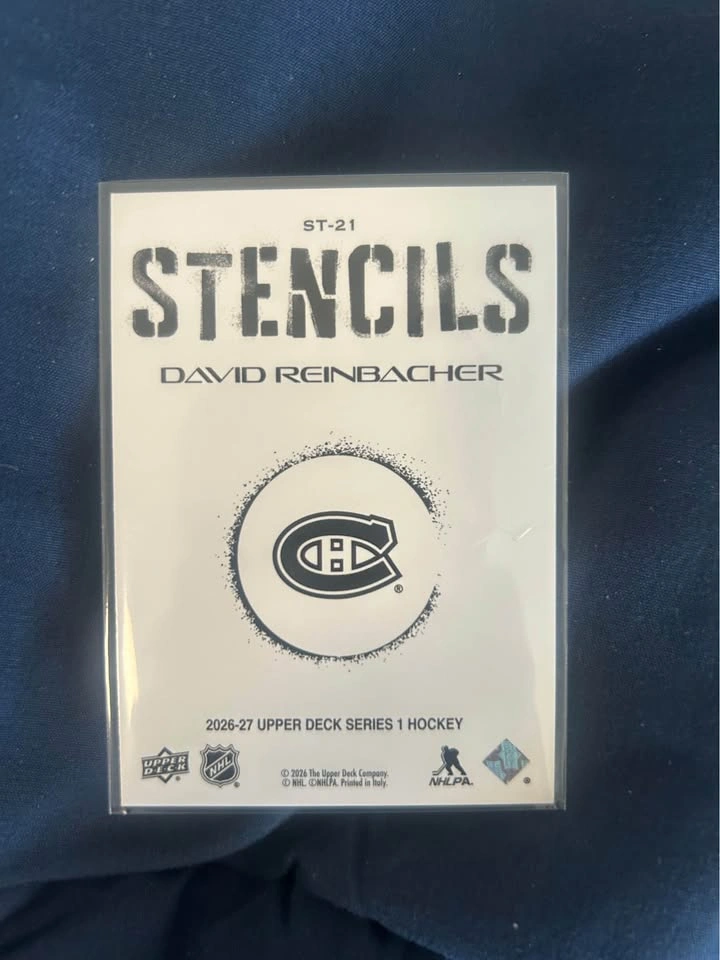 Upper Deck Series 1 Hockey David Reinbacher Stencils Card - photo 2