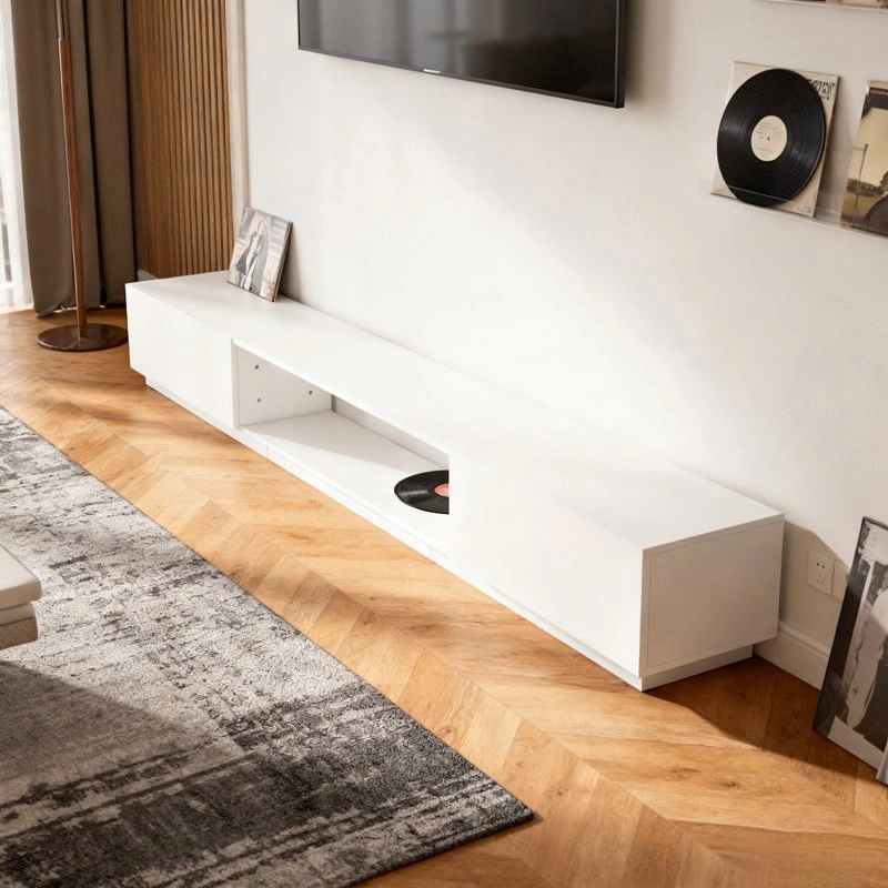 Modern White Low Profile TV Stand Media Console
