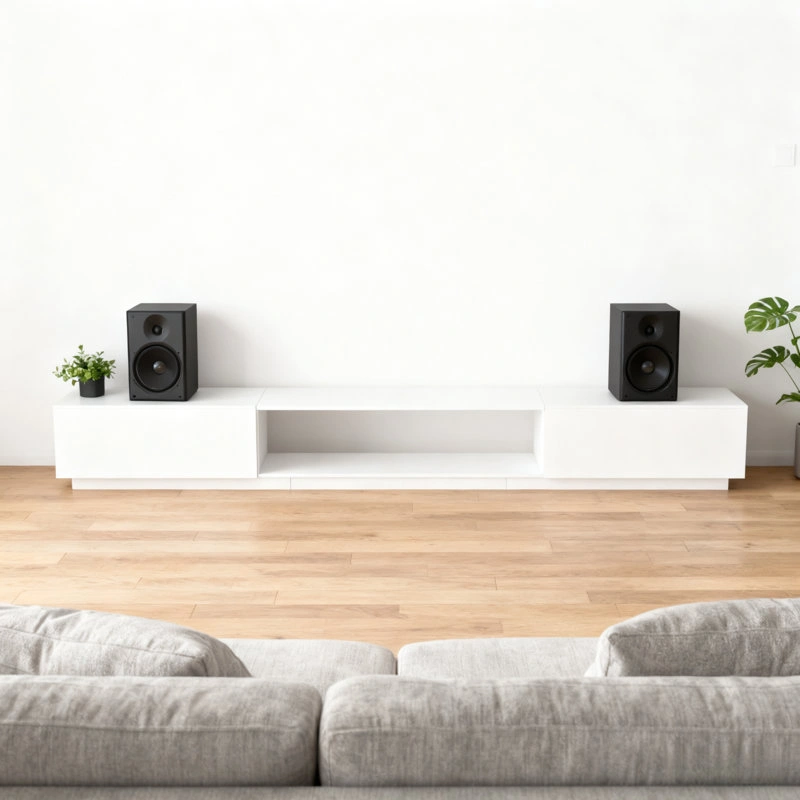 Modern White Low Profile TV Stand Media Console - photo 3