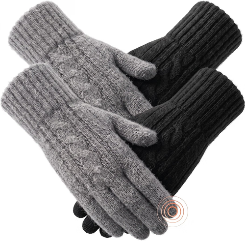 Merino Wool Winter Gloves for Women, 2 Pairs Touch Screen