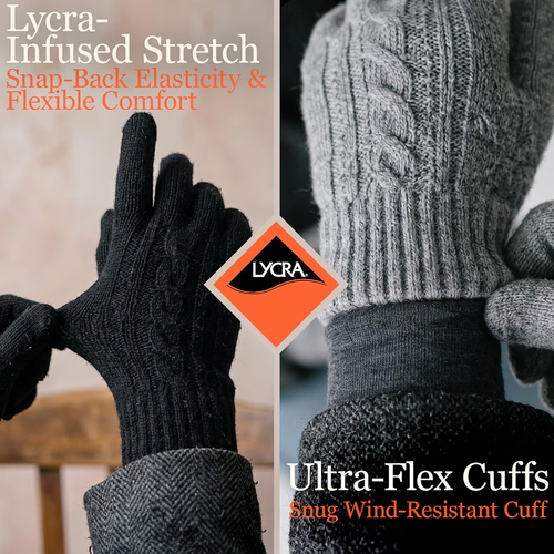 Merino Wool Winter Gloves for Women, 2 Pairs Touch Screen - photo 5