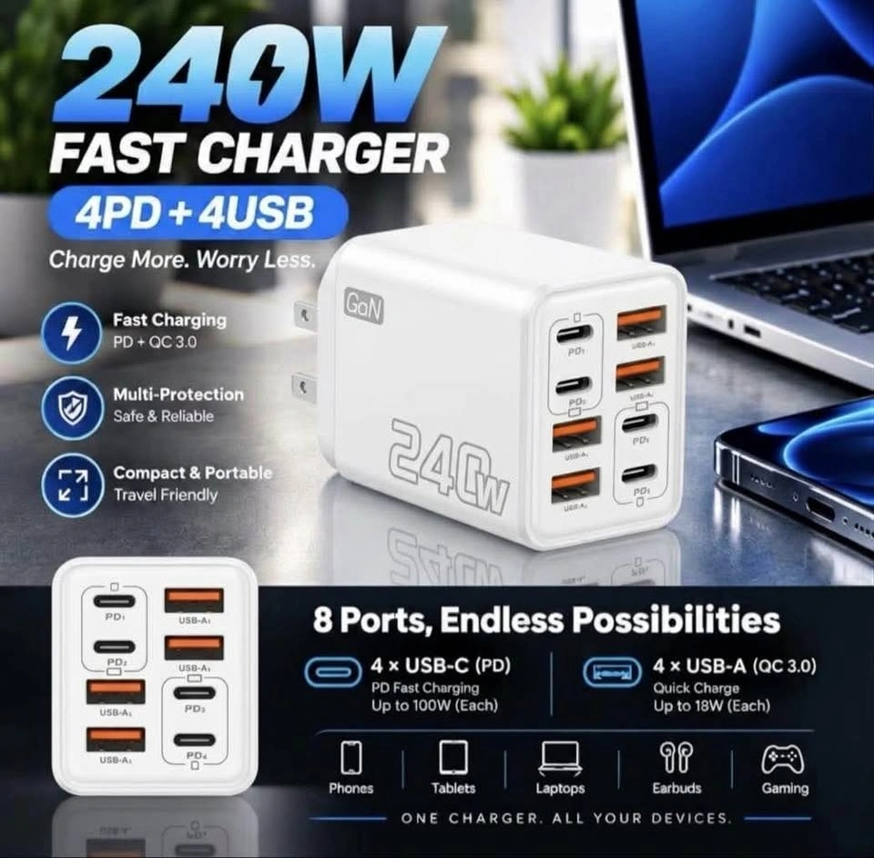 240W 8-Port Multi-Port Charger (white color) - photo 2