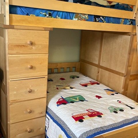 Pottery Barn Gray Pine Loft Bunk Bed with Desk and Dresser - photo 5