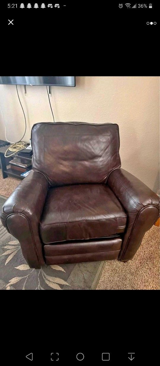Beautiful Gently Used Brown Leather Recliner Chair