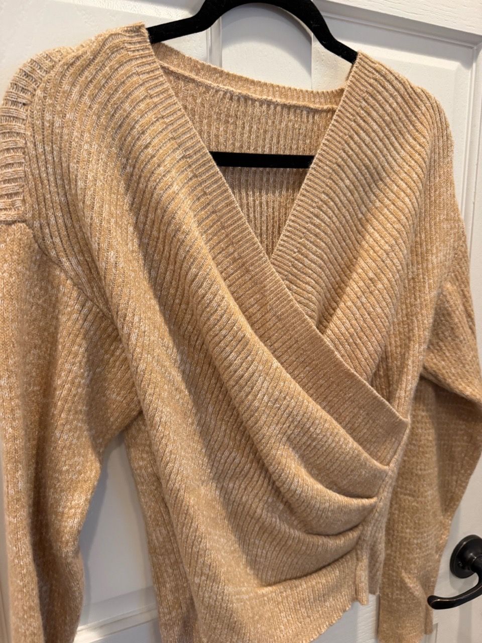 Women's Size 8/10 Wrap Front Knit Apricot Sweater - photo 3