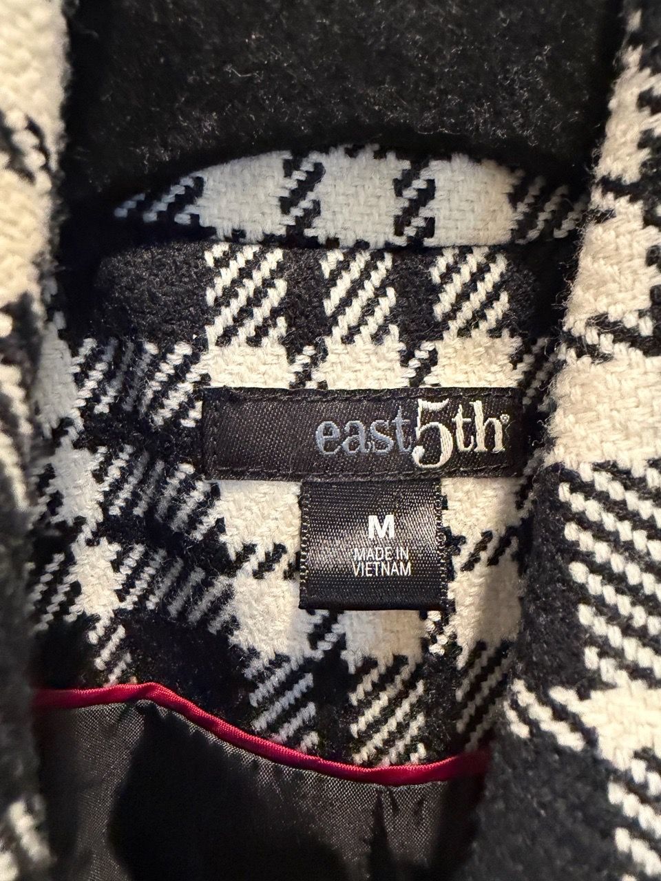 East 5th Women's Medium Short Belted Pea Coat Plaid - photo 2