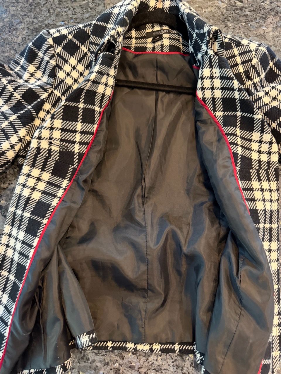East 5th Women's Medium Short Belted Pea Coat Plaid - photo 3