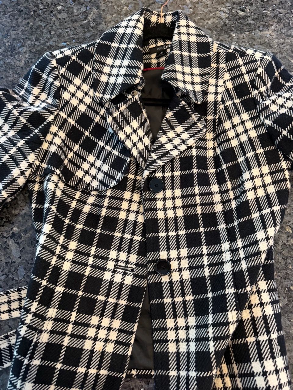 East 5th Women's Medium Short Belted Pea Coat Plaid - photo 4