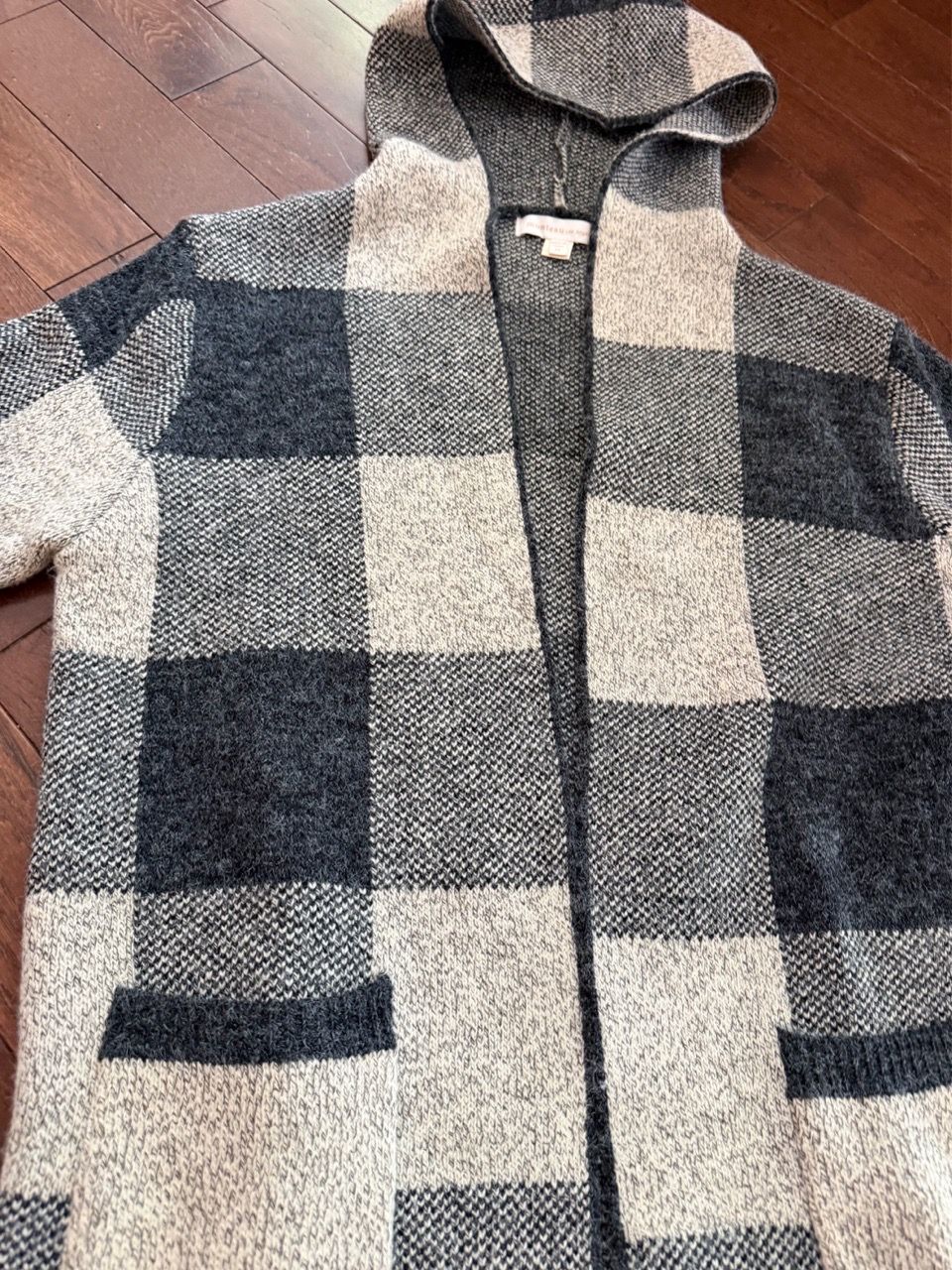 Women’s SMALL Buffalo Plaid Hooded Open-Front Cardigan - photo 4