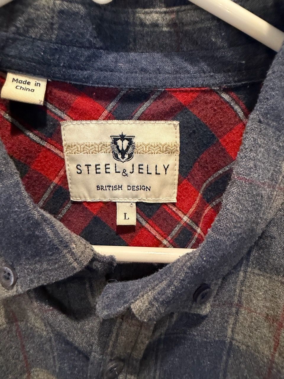 Men’s LARGE Steel & Jelly Plaid Flannel Button-Down Shirt - photo 2