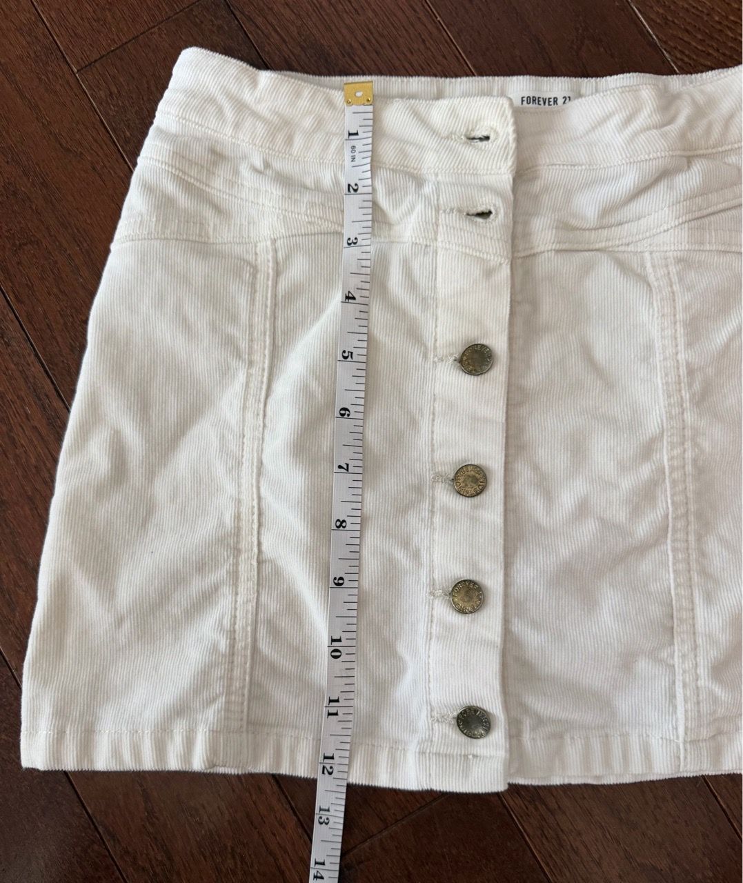 Like New Juniors 11/12 White Corduroy Button-Front Mini Skirt - photo 4