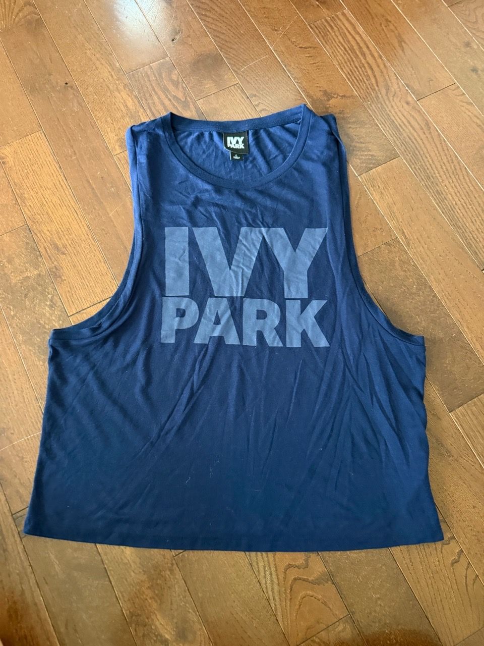 Women’s Large Beyoncé Tank “Ivy Park” Navy Logo Muscle Tank Top - photo 3