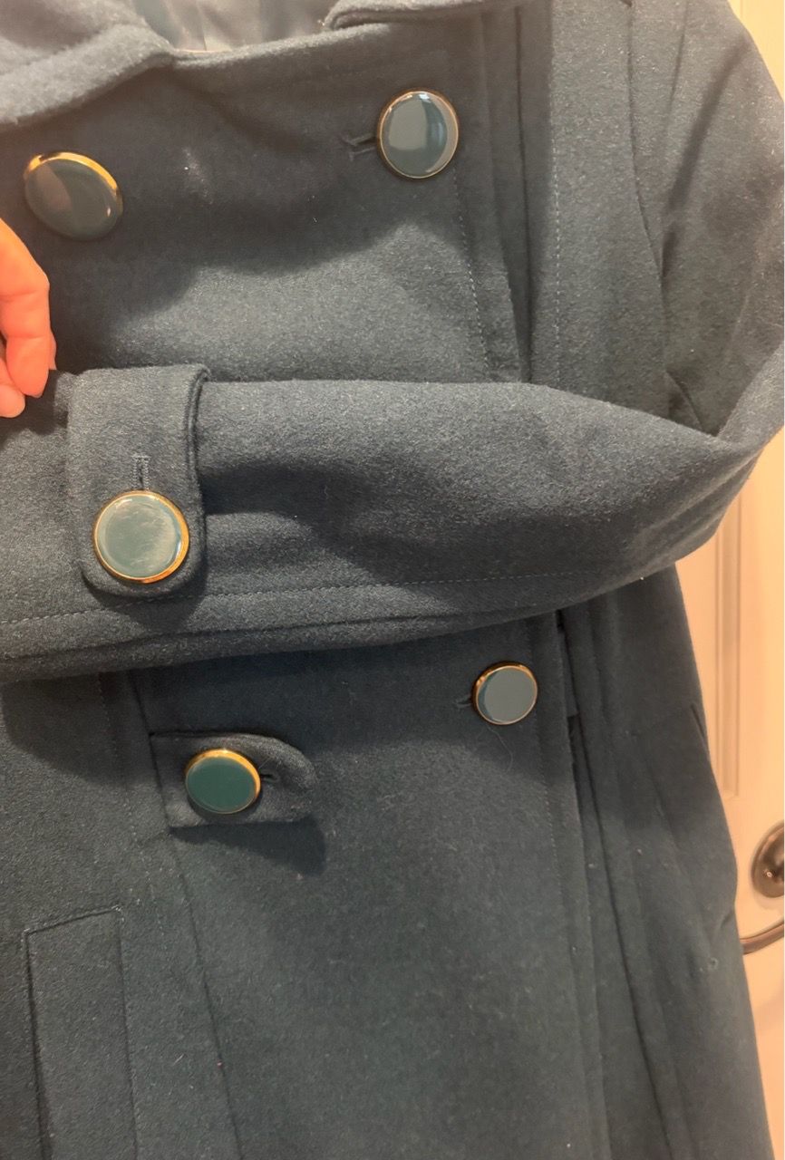 Women’s Size 6 Teal Double-Breasted Wool-Blend Pea Coat - photo 4