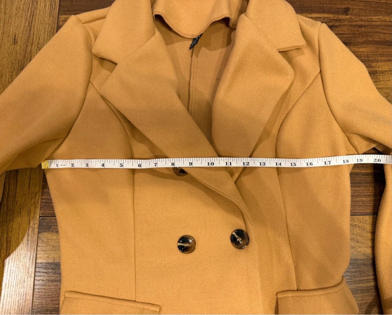 Women’s Size 6 Camel Double-Breasted Wool-Blend Pea Coat - photo 4
