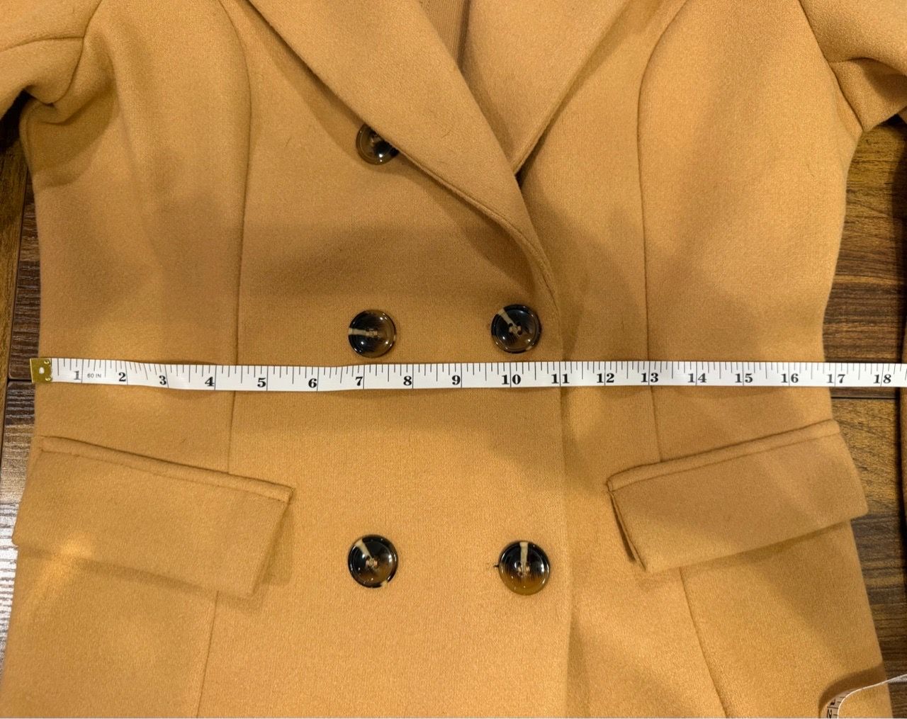 Women’s Size 6 Camel Double-Breasted Wool-Blend Pea Coat - photo 5