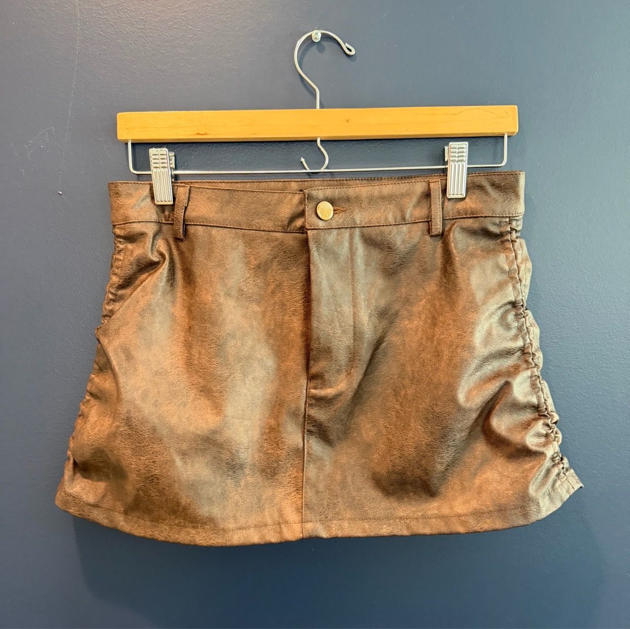 NWT Juniors medium Brown Faux Leather Mini Skirt
