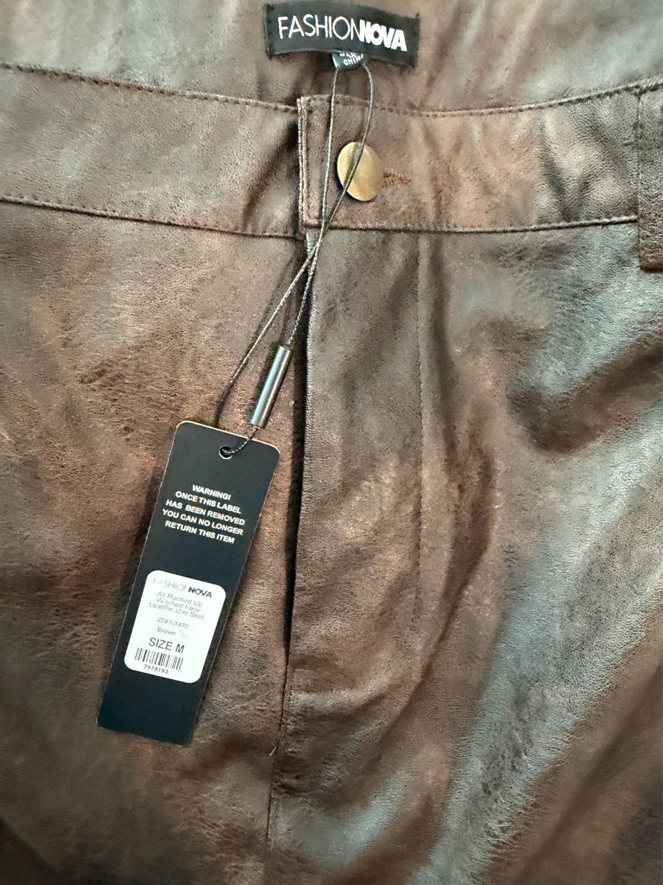 NWT Juniors medium Brown Faux Leather Mini Skirt - photo 3