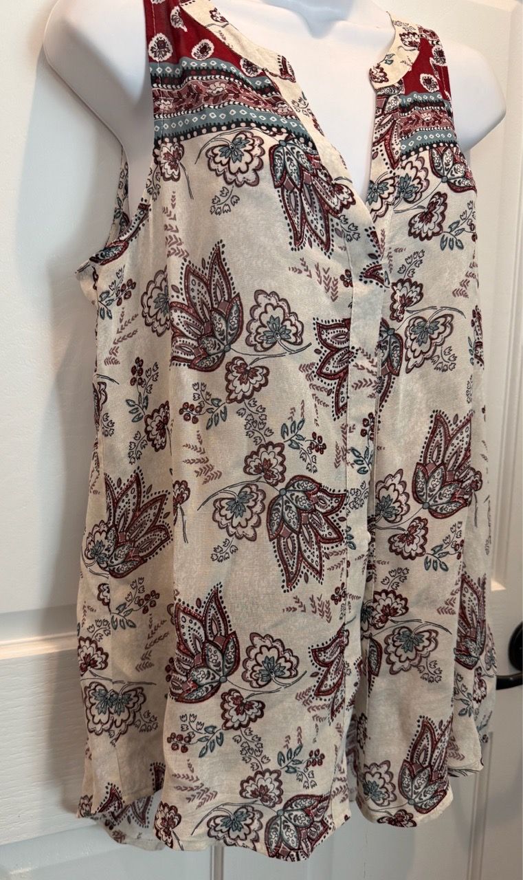 Sleeveless Paisley Floral Print Blouse - photo 4