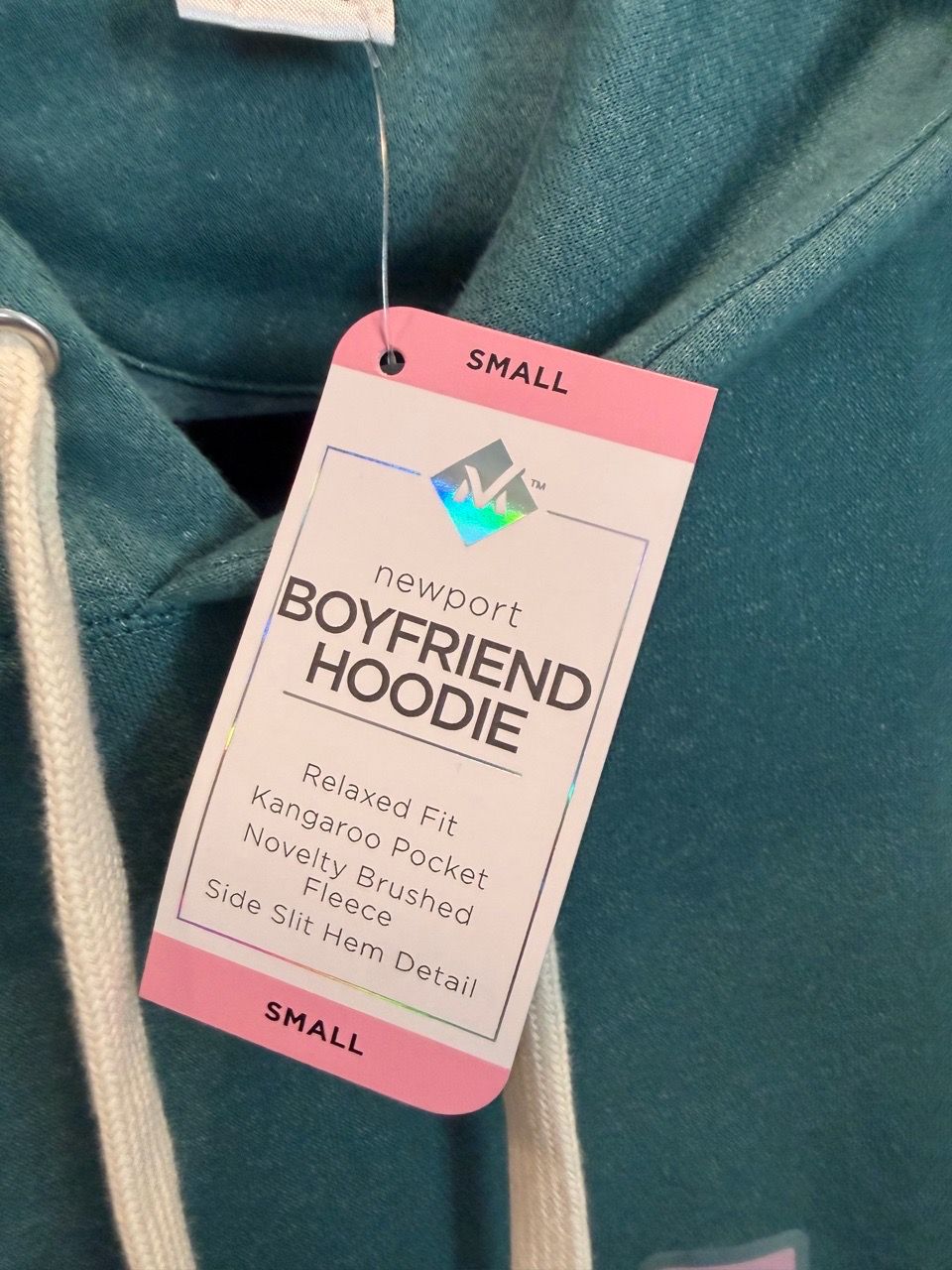 Dark Vintage Teal Pullover Boyfriend Hoodie Size Small - photo 5