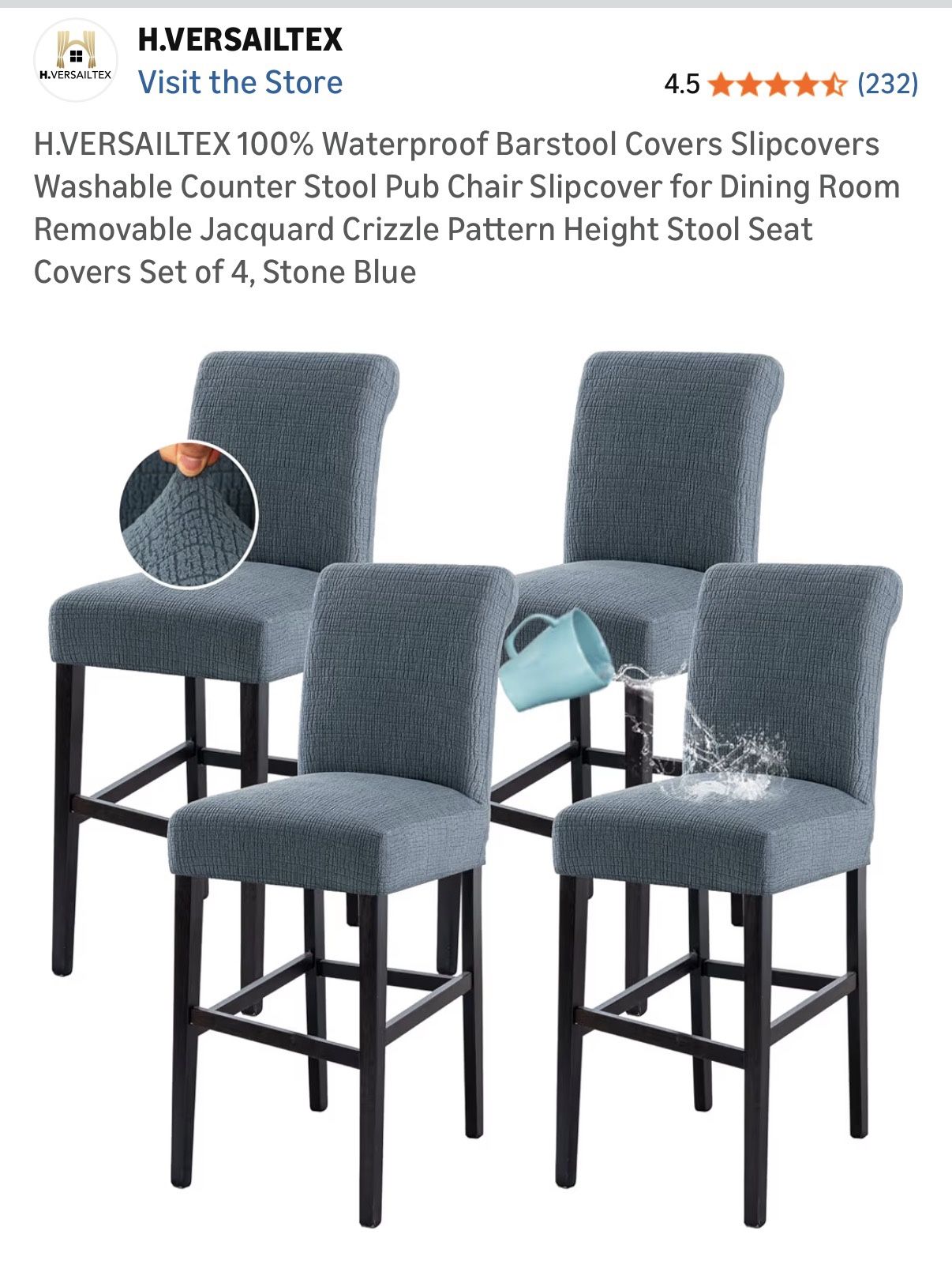 4 Like New Seat Covers For Pub Height Chairs