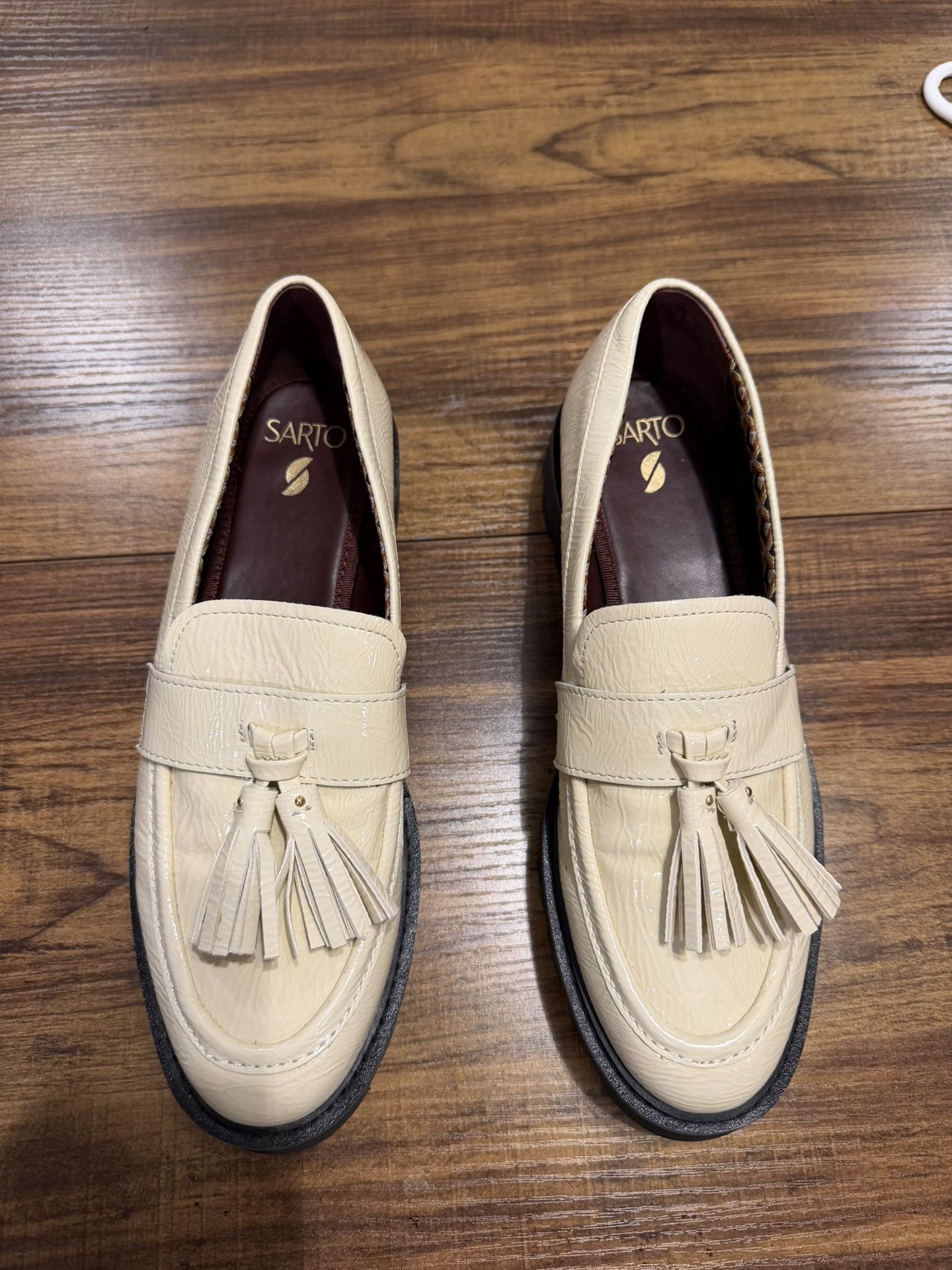 Leather loafers, SARTO Tassel Loafers White - Women’s 8.5 - photo 2